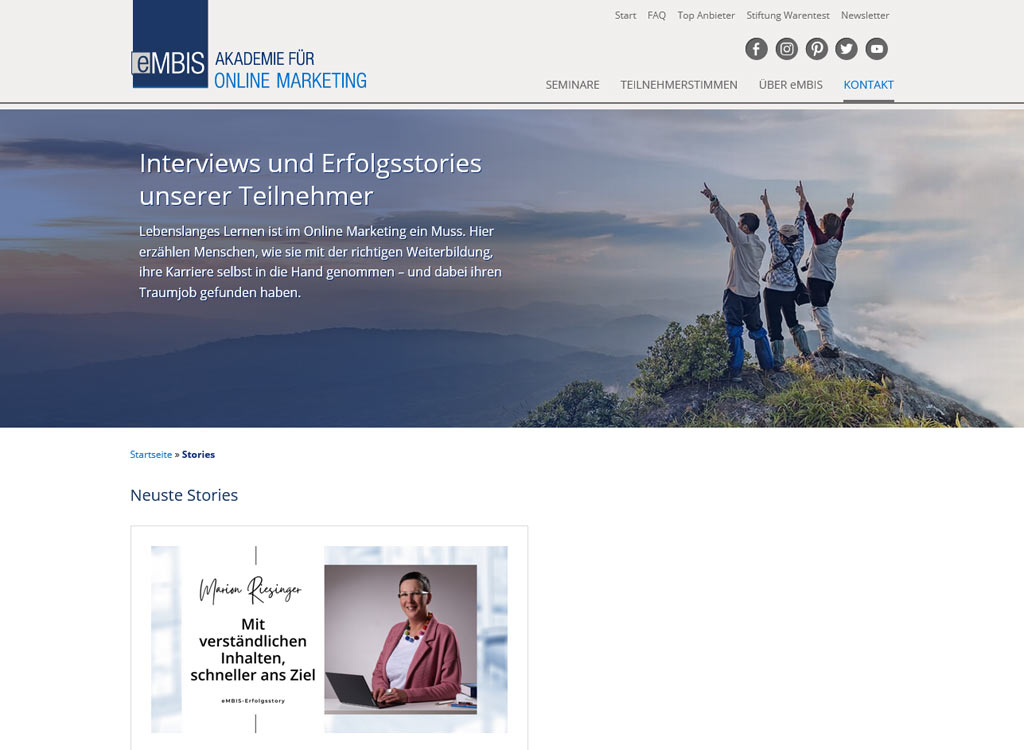 eMBIS Akademie für Online Marketing - Stories